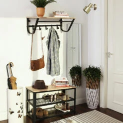 ACAZA Kapstok - Wandkapstok Met Haken In Lichte Eik - 60 Cm -Opslag Meubelwinkel 1000046835 0101