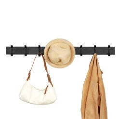 ACAZA Lange Muur Kapstok, Met 8 Zwarte Haken, 88 Cm Lang, Zwart -Opslag Meubelwinkel 1000046839 0103