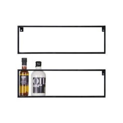 WOOOD Meert Wandplank 50 Cm - Metaal - Zwart - Set Van 2