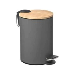 Orange85 Pedaalemmer Prullenbak Grijs 3 Liter Bamboe En Metaal
