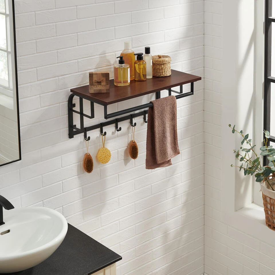 O'DADDY® Wandkapstok – Kapstok Met 5 Haken - 66x30x27cm - Donkerbruin 5 O'DADDY® Wandkapstok – Kapstok Met 5 Haken - 66x30x27cm - Donkerbruin - Afbeelding 3