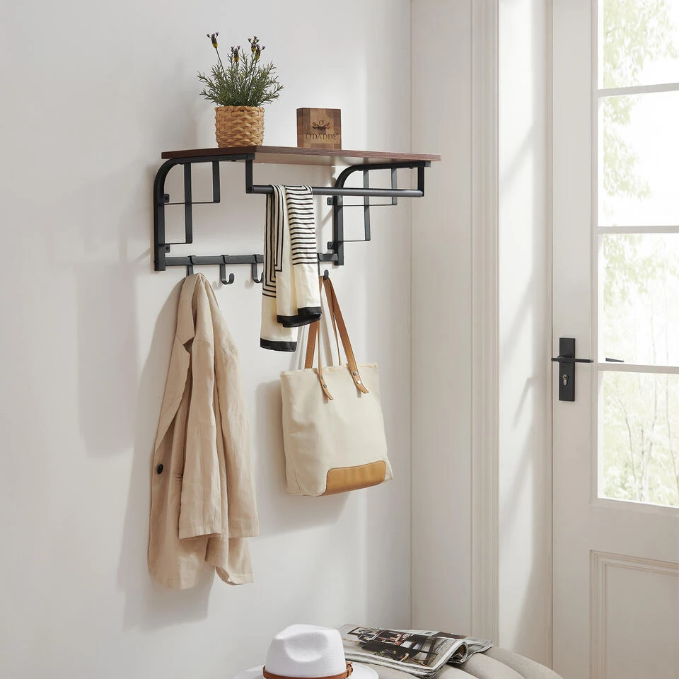 O'DADDY® Wandkapstok – Kapstok Met 5 Haken - 66x30x27cm - Donkerbruin 6 O'DADDY® Wandkapstok – Kapstok Met 5 Haken - 66x30x27cm - Donkerbruin - Afbeelding 4
