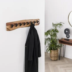 Giga Meubel Wandkapstok 8-Haaks - Acaciahout - 90cm - Kapstok Edge -Opslag Meubelwinkel 1000051973 0102