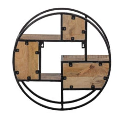 Wandrek 60cm - Mangohout - Bruin - Rond 9 Wandrek 60cm - Mangohout - Bruin - Rond -Opslag Meubelwinkel 1000052232 0103