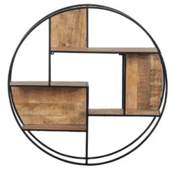 Wandrek 100cm - Mangohout - Bruin - Rond 8 Wandrek 100cm - Mangohout - Bruin - Rond -Opslag Meubelwinkel 1000052233 0102