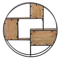 Wandrek 100cm - Mangohout - Bruin - Rond 9 Wandrek 100cm - Mangohout - Bruin - Rond -Opslag Meubelwinkel 1000052233 0103