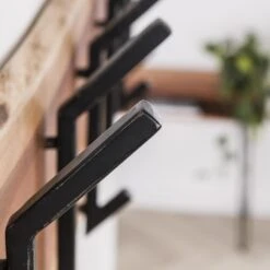 Industriële Kapstok Levi Massief Hout 6 Haken Horizontaal - 12x100x30 Cm - Hout -Opslag Meubelwinkel 1000052511 0103