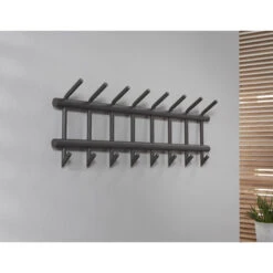 Giga Meubel Wandkapstok 8-Haaks - Donkergrijs - Mat - Ronde Buis -Opslag Meubelwinkel 1000052653 0103