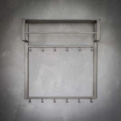 Giga Meubel Wandkapstok 12-Haaks - Staal - Met Hoedenplank En Roede -Opslag Meubelwinkel 1000052655 0102