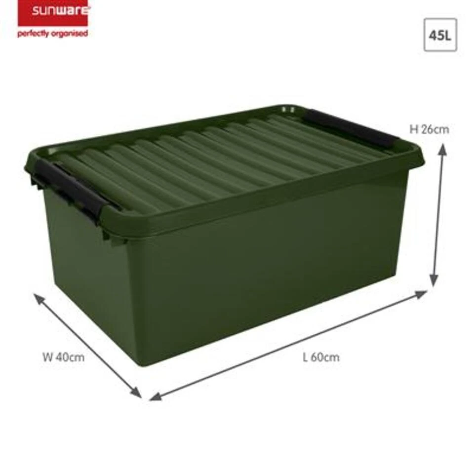 Q-line Opbergbox Recycled 45L Groen Zwart 4 Q-line Opbergbox Recycled 45L Groen Zwart - Afbeelding 2