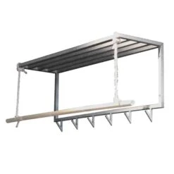 Industriële Kapstok Bobby Hoedenplank 6 Haaks - 32x120x39 Cm - Metaal - Grijs