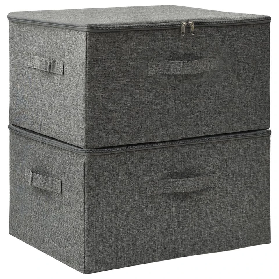 VidaXL Opbergboxen 2 St 43x34x23 Cm Stof Antracietkleurig 3 VidaXL Opbergboxen 2 St 43x34x23 Cm Stof Antracietkleurig
