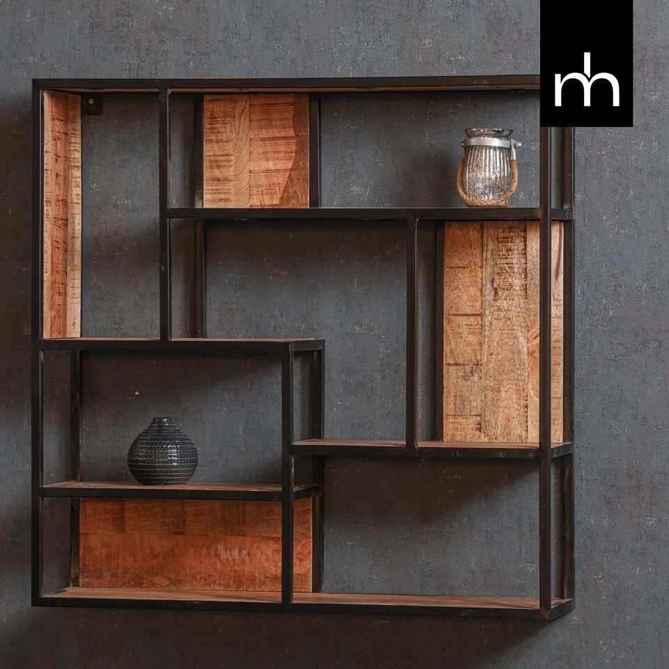 Wandrek Vierkant 80x80cm - Mangohout - Bruin - Vierkant 4 Wandrek Vierkant 80x80cm - Mangohout - Bruin - Vierkant - Afbeelding 2