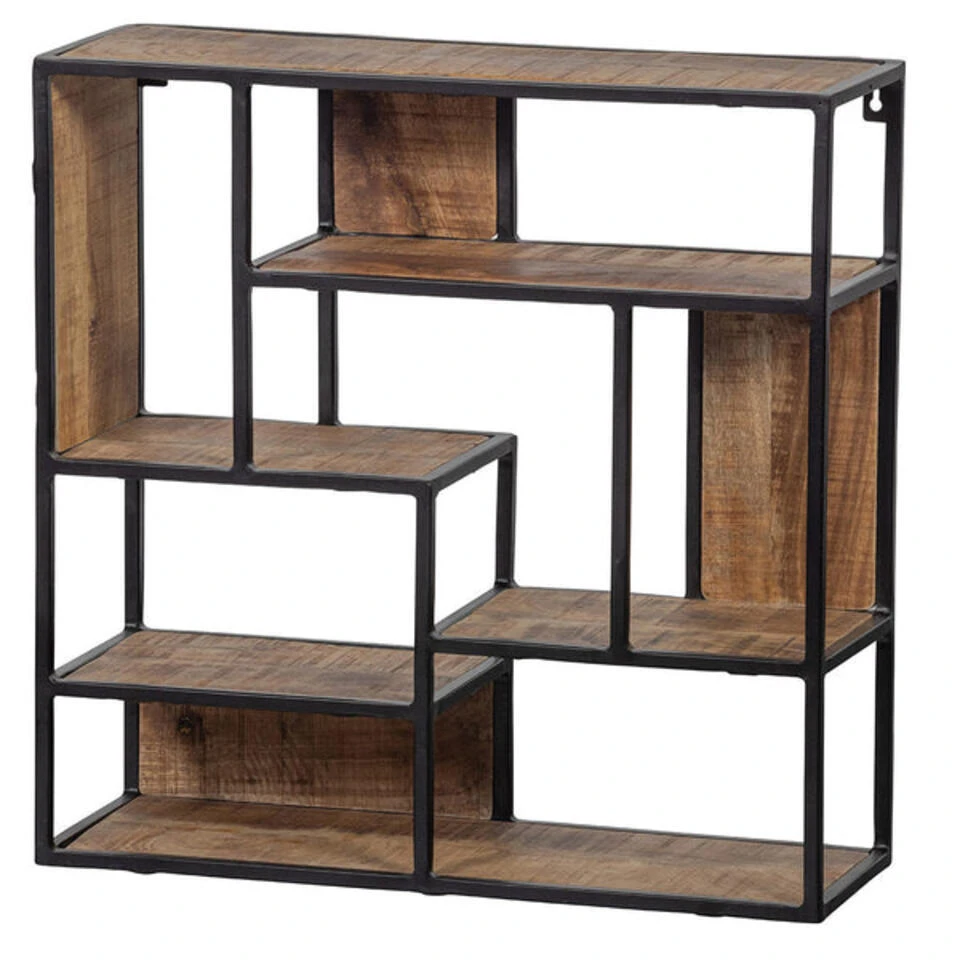 Wandrek Vierkant 80x80cm - Mangohout - Bruin - Vierkant 3 Wandrek Vierkant 80x80cm - Mangohout - Bruin - Vierkant