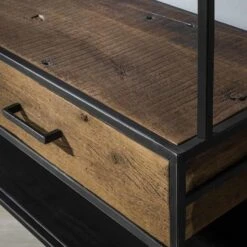 Kapstok Industrieel Charlie Hout Metaal 9 Haken 35x120x180 Cm Hardhout -Opslag Meubelwinkel 1000061232 0103