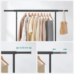 O’DADDY® Kledingrek 4 Wielen – Stabiel Tot 90kg - Garderoberek - Zwart -Opslag Meubelwinkel 1000064371 0103