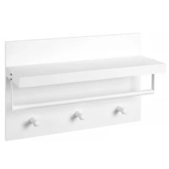 Furnihaus Wandkapstok Wit Met Hoedenplank, 3 Hangers En Garderobestang, Afm. 60