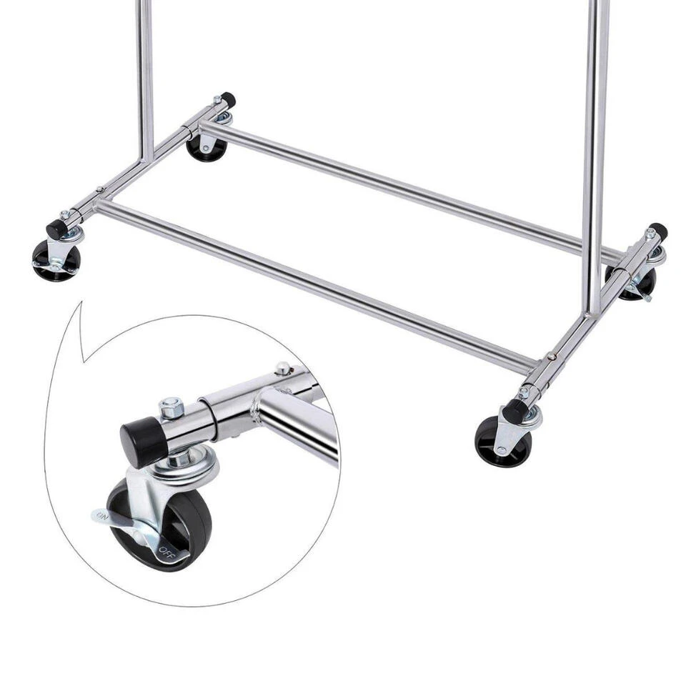 Mobiel Kledingrek - Verstelbaar - 1 Rail - Metaal - 160x92>132 Cm - Zilvergrijs 6 Mobiel Kledingrek - Verstelbaar - 1 Rail - Metaal - 160x92>132 Cm - Zilvergrijs - Afbeelding 4