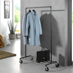 ACAZA Mobiel Kledingrek - 1 Rail - Zwart -Opslag Meubelwinkel 1000066959 0103