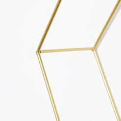 Driedubbel Zeshoekig Metalen Wandrek Met 3 Houten Plankjes - 40,5x41 Cm - Goud -Opslag Meubelwinkel 1000067185 0103