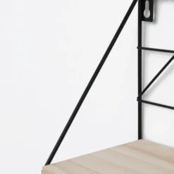 Set Van 2 Zwarte Metalen Wandrekjes Met Houten Plankje - 30 En 45 Cm -Opslag Meubelwinkel 1000067187 0103