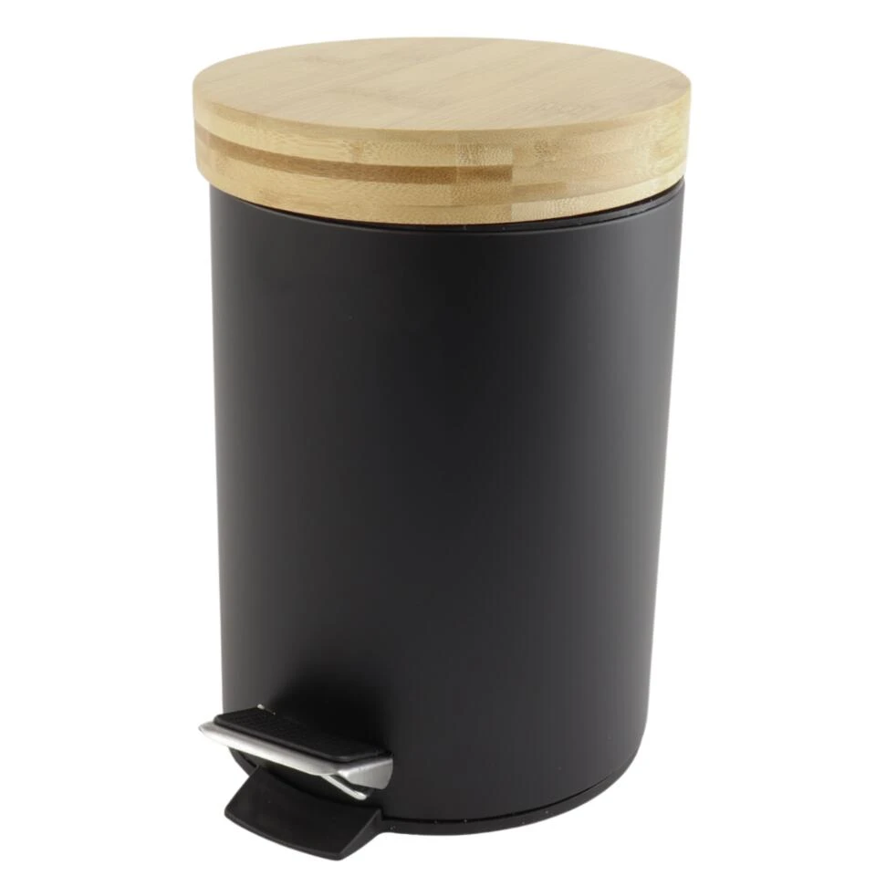 Orange85 Pedaalemmer Prullenbak 3L Zwart 17x17x25 Cm Metaal En Bamboe 3 Orange85 Pedaalemmer Prullenbak 3L Zwart 17x17x25 Cm Metaal En Bamboe