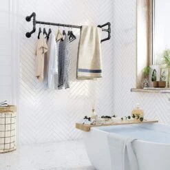 ACAZA Ophangrail - Industriële Look - Zwart 8 ACAZA Ophangrail - Industriële Look - Zwart -Opslag Meubelwinkel 1000067678 0102