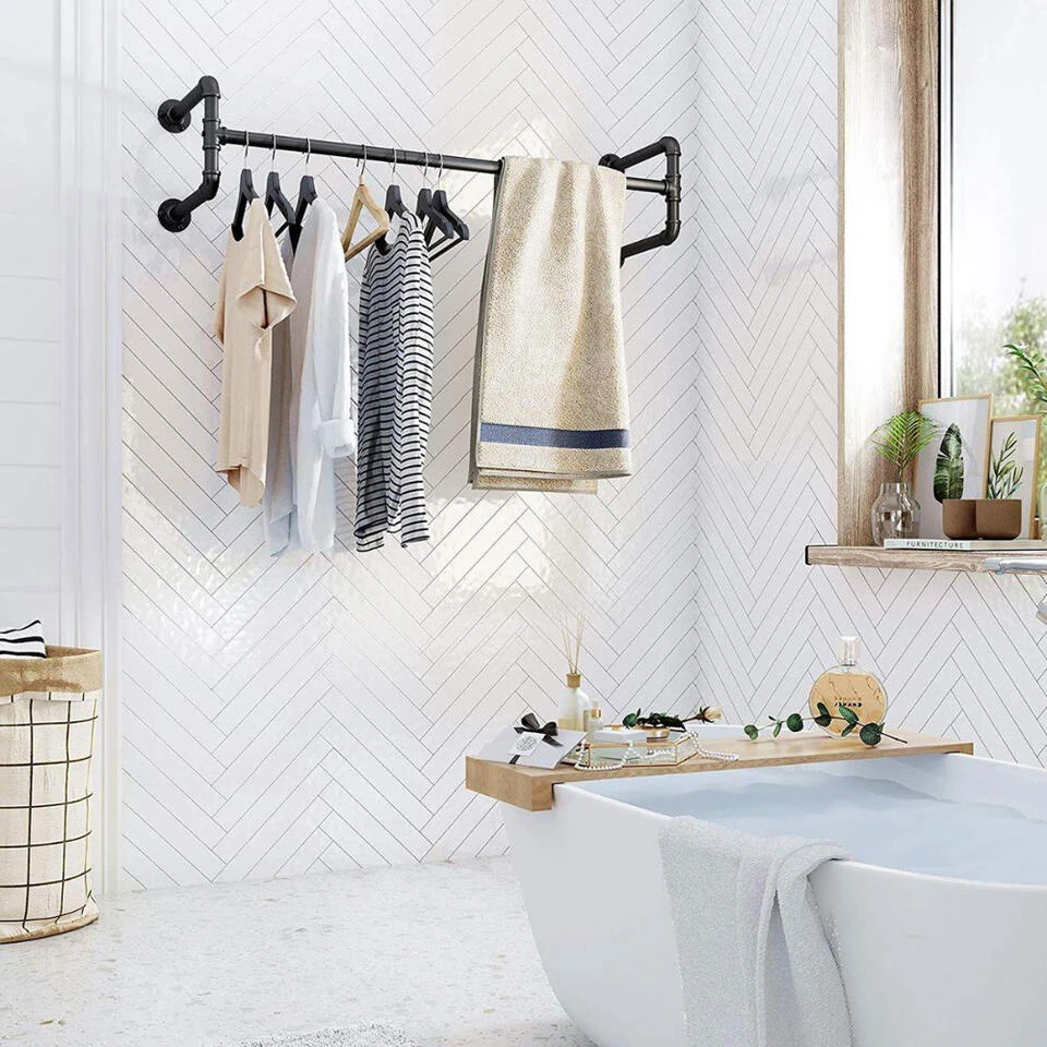 ACAZA Set Van 2 Ophangrails - Industriële Look - Zwart 6 ACAZA Set Van 2 Ophangrails - Industriële Look - Zwart - Afbeelding 4