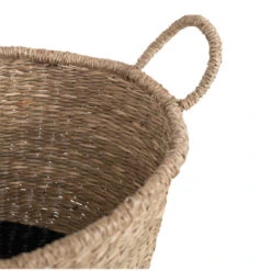 Giga Meubel Opbergmand Rotan Ø28cm - Zwart/Naturel - Bloemenmand Hanae -Opslag Meubelwinkel 1000068460 0102