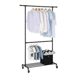 ACAZA Metalen Kledingrek Met Draagcapaciteit 110kg - Zwarte Kleur -Opslag Meubelwinkel 1000068778 0102