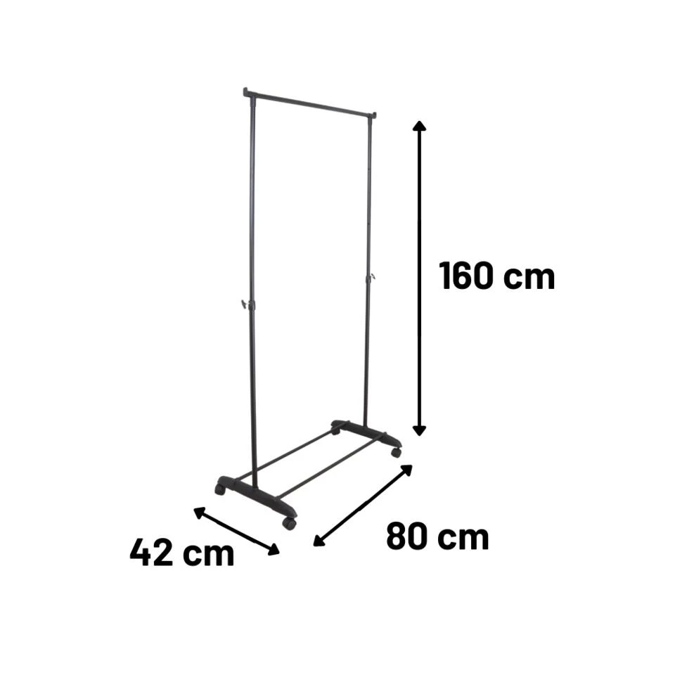 Orange85 Kledingrek Op Wieltjes Zwart Metaal Garderoberek 4 Orange85 Kledingrek Op Wieltjes Zwart Metaal Garderoberek - Afbeelding 2