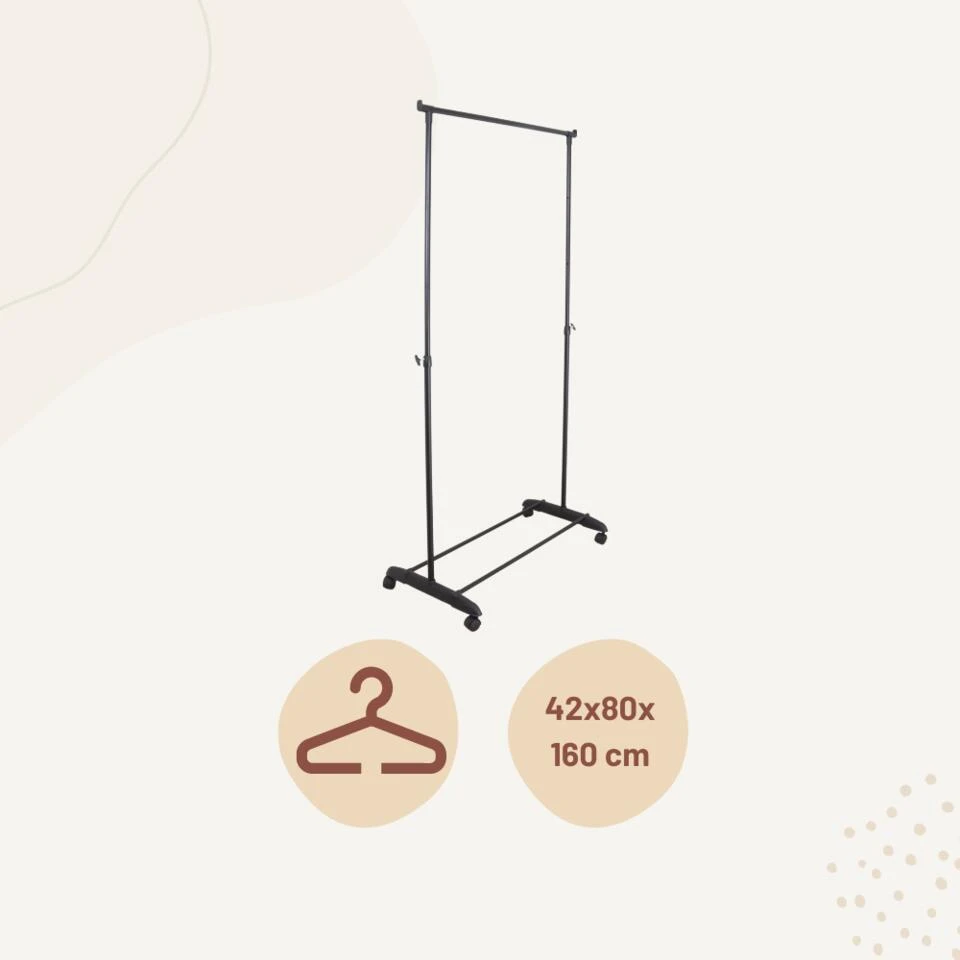 Orange85 Kledingrek Op Wieltjes Zwart Metaal Garderoberek 6 Orange85 Kledingrek Op Wieltjes Zwart Metaal Garderoberek - Afbeelding 4