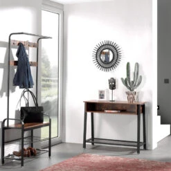 ACAZA Garderoberek - Vintage - 9 Haken - 72x183x34 Cm - Vintage Bruin -Opslag Meubelwinkel 1000068885 0102