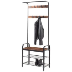 ACAZA Garderoberek - Vintage - 9 Haken - 72x183x34 Cm - Vintage Bruin