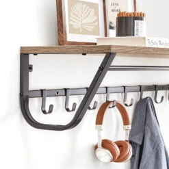 ACAZA Lange Kapstok Voor De Muur Of Wand - 90 Cm Lang - Essenhout Bruin -Opslag Meubelwinkel 1000068891 0102