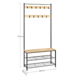 ACAZA Groot Garderoberek XL, 175 Cm Hoog, Lichte Eik Kleur -Opslag Meubelwinkel 1000068900 0103
