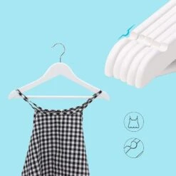 ACAZA Kinder Kledinghangers In Hout - Set Van 20 - 360° Draaibare Haak - Wit -Opslag Meubelwinkel 1000068936 0103