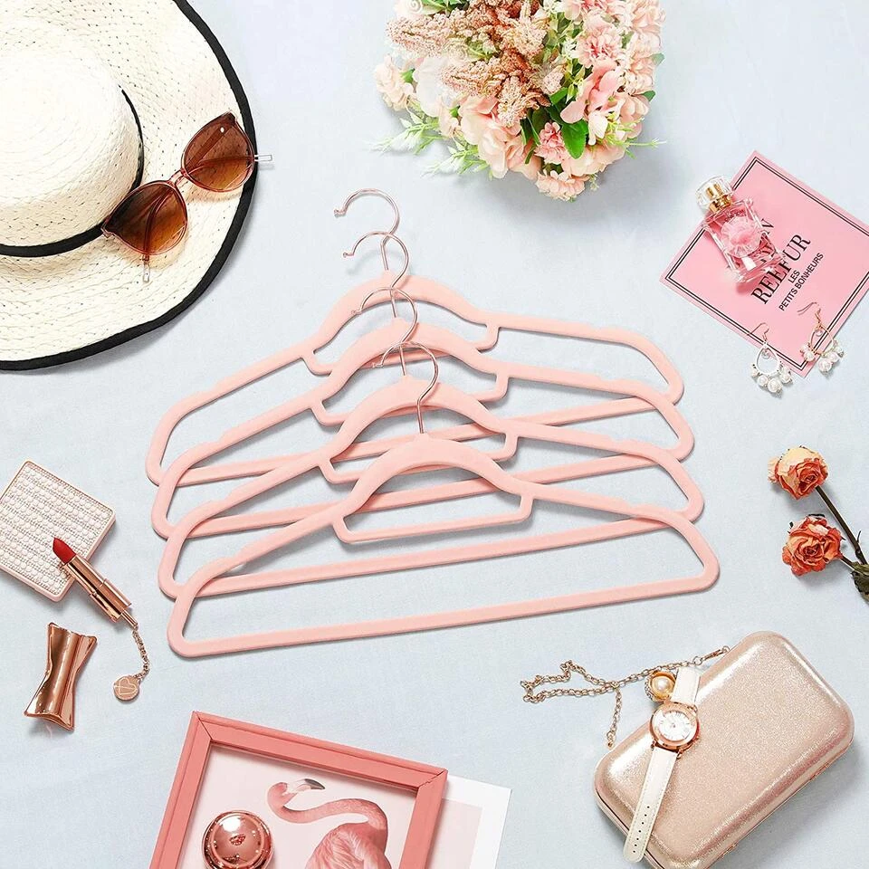 ACAZA Antislip Kledinghangers - Plooibaar - Roterende Haak - 30 Stuks - Roze 4 ACAZA Antislip Kledinghangers - Plooibaar - Roterende Haak - 30 Stuks - Roze - Afbeelding 2