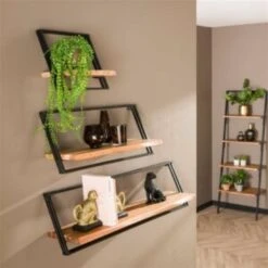 Hoyz - Wandschap Lean Set Van 3 - Acaciahout -Opslag Meubelwinkel 1000069337 0102