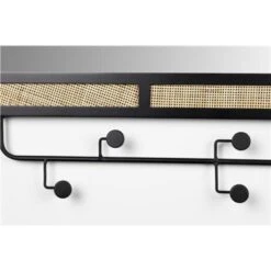 Giga Meubel Spiegelkapstok Zwart - Hout & Webbing - Kapstok Aida -Opslag Meubelwinkel 1000069760 0102