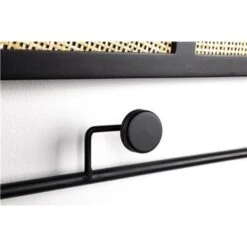 Giga Meubel Spiegelkapstok Zwart - Hout & Webbing - Kapstok Aida -Opslag Meubelwinkel 1000069760 0103