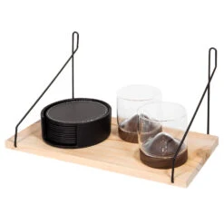 QUVIO Wandrekje Van Hout En Staal - Bruin En Zwart 7 QUVIO Wandrekje Van Hout En Staal - Bruin En Zwart -Opslag Meubelwinkel 1000071511 0102