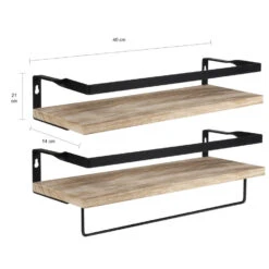 QUVIO Houten Wandplank Met Metalen Stang Voor Keuken -Opslag Meubelwinkel 1000071517 0102