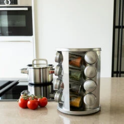 Krumble Kruidenrek Draaibaar + 16 Kruidenpotjes - RVS -Opslag Meubelwinkel 1000071765 0103