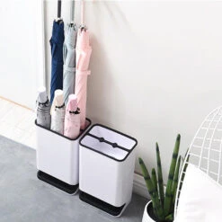 QUVIO Paraplubak Kunststof Wit/zwart -Opslag Meubelwinkel 1000071782 0102