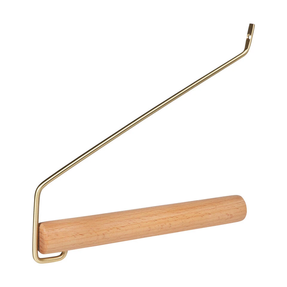 QUVIO Wandhaak Met Hout En Metaal - Goud + Lichthout 3 QUVIO Wandhaak Met Hout En Metaal - Goud + Lichthout