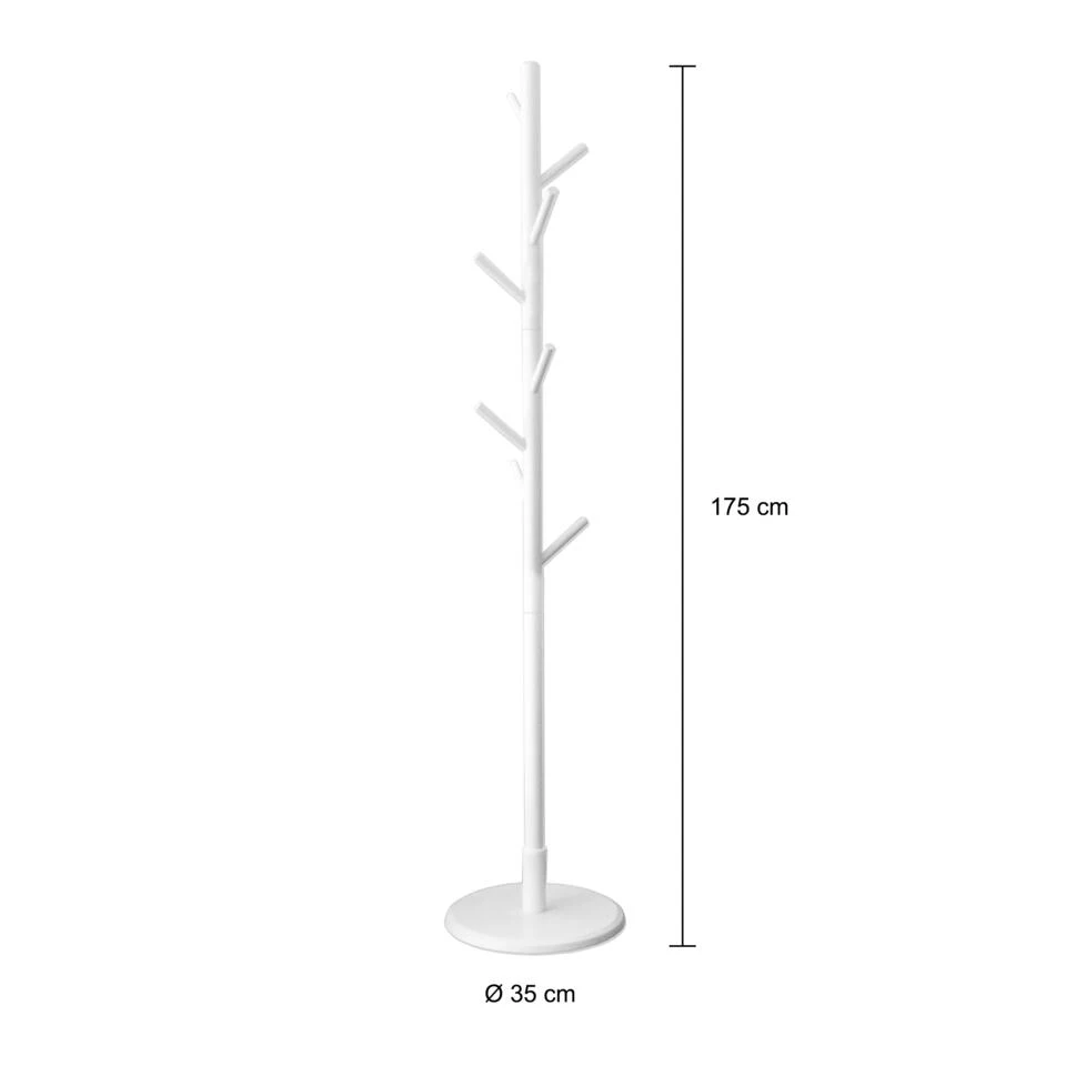 QUVIO Staande Kapstok Hout Wit 4 QUVIO Staande Kapstok Hout Wit - Afbeelding 2