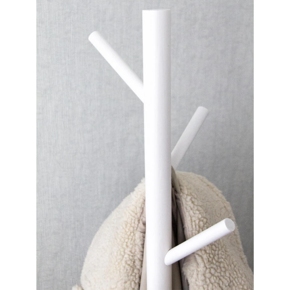 QUVIO Staande Kapstok Hout Wit 5 QUVIO Staande Kapstok Hout Wit - Afbeelding 3