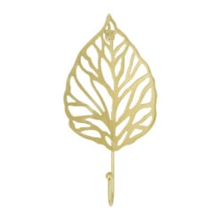 QUVIO Wandhaak Blad - Metaal - Goud
