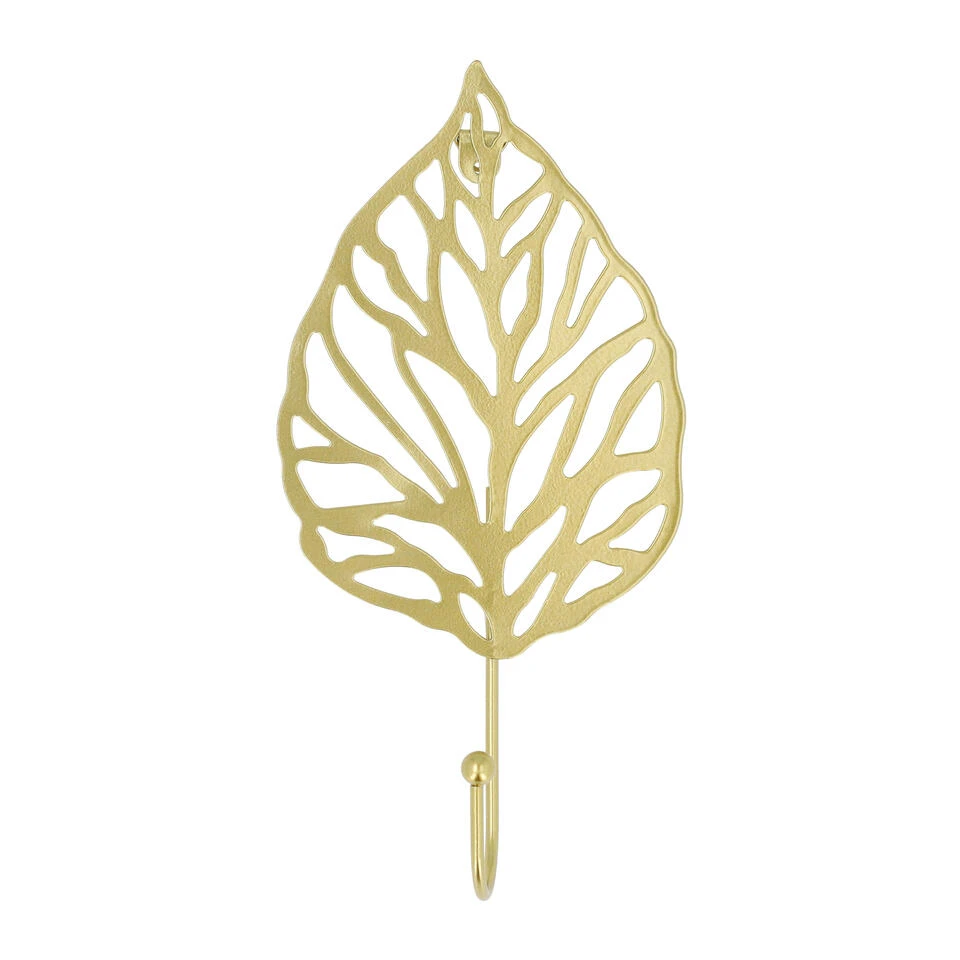 QUVIO Wandhaak Blad - Metaal - Goud 3 QUVIO Wandhaak Blad - Metaal - Goud